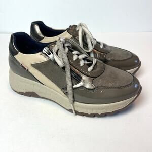 Fluchos Nexus F2308 Leather Sneakers Taupe Side Zipper Size 5.5-6